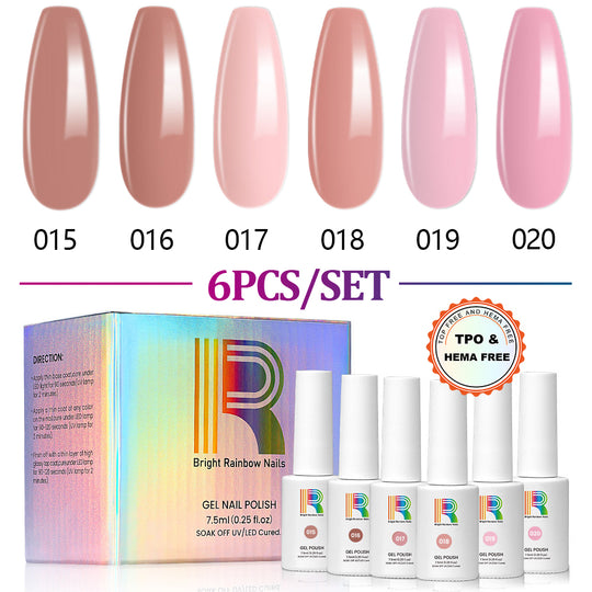Warm Embrace - Nude Gel Nail Polish 6 Colors Set 7.5ml