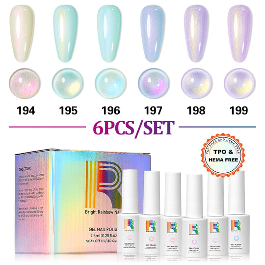 Mermaid Jelly 6-Color Jelly Gel Polish Set TPO HEMA Free 7.5ml