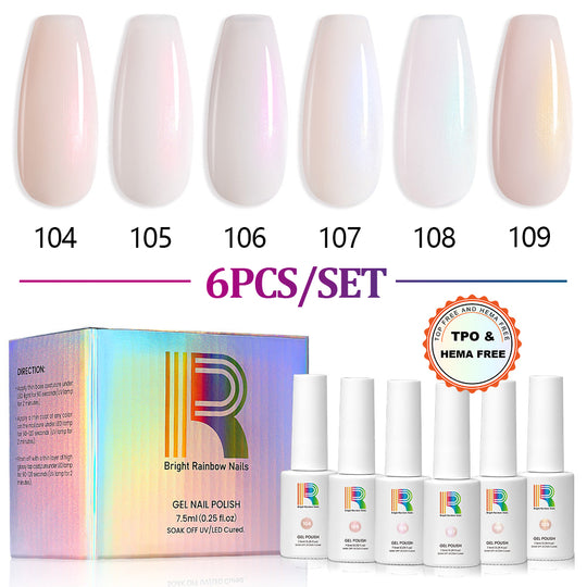 Aurora Nude Glow – 6 Sheer Aurora Shades Gel Polish Set 7.5ml