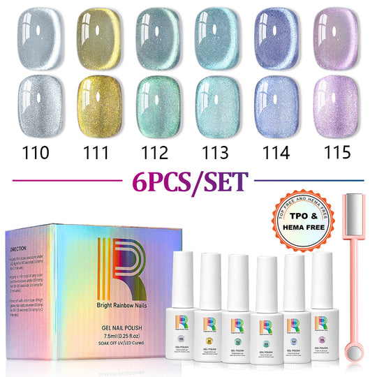 Dreamscape - Glitter Shiny Cat eye Gel Nail Polish 6 Colors Set 7.5ml