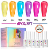 Neon Ice Pop Series – Summer Neon Cool  Sheer Jelly Gel Polish Set 6 Colors Set 7.5ml