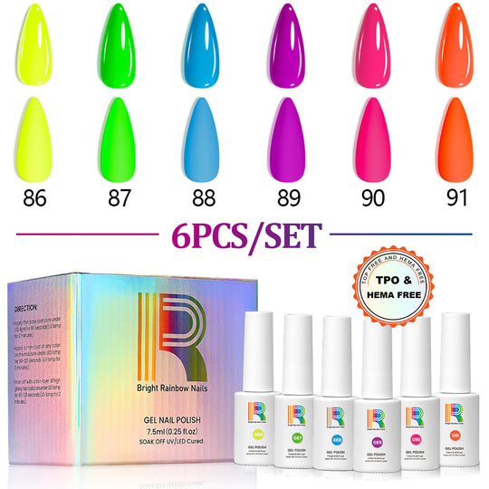Fluoro Pop – Neon Gel Polish 6 Colors Set 7.5ml