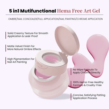Pink Lavender Cushion Ombre Art Gel – 5-in-1 HEMA Free Nail Gel | Ombre, Chrome & Full Cover | UV/LED, 3g