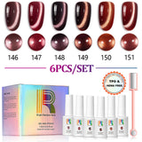Coffee Glow -  Autumn Shimmer  Cat Eye Gel Polish 6 Colors Set 7.5ml