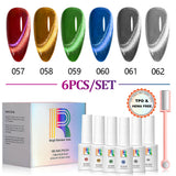 Holiday Gem - Glitter Shiny Cat eye Gel Nail Polish 6 Colors Set 7.5ml