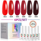 Classic Red Holiday Series Gel Nail Polish 6 Colors Set 7.5ml