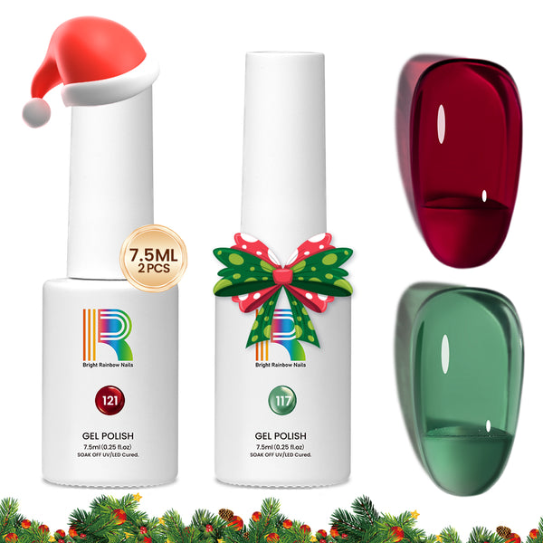 Christmas Red & Green Jelly Gel Nail Polish Duo7.5ml