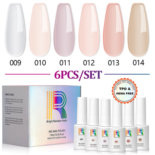Flash Sale Serene Sands – Classic Nude Gel Nail Polish 6 Colors Set 7.5ml - Limited Time 50% OFF