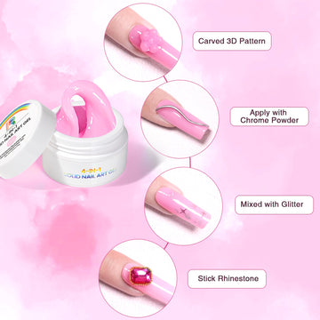 Pink 4-IN-1 Solid Nail Art Gel  15ml